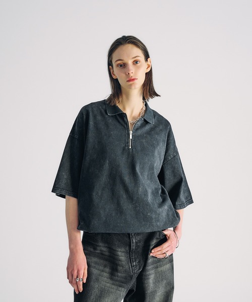 SELLE GLANT(セレグランテ)の「HALF ZIP SNOW POWDER POLO SHIRT/ハーフジップスノーパウダーポロシャツ(ポロシャツ・メンズ・ブラック/グレー・MEDIUM/LARGE/SMALL)」の6枚目の写真