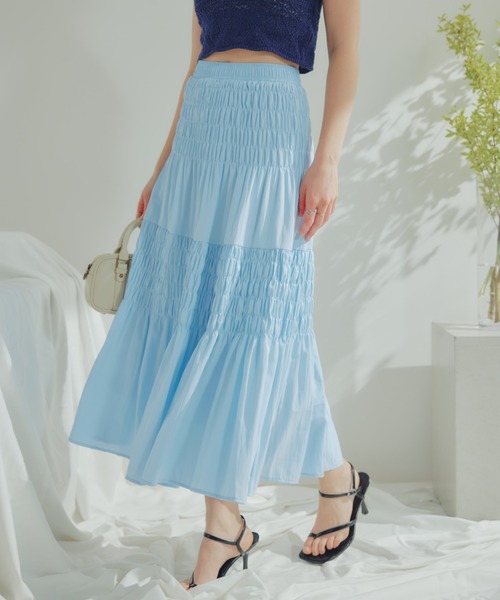 ECREL（エクレール）の「シャーリングギャザースカート（スカート・レディース・ブラック/ライトブルー/ホワイト・FREE）」の2枚目の写真