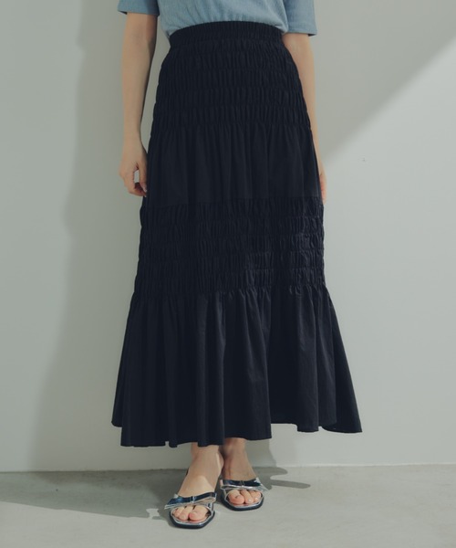 ECREL（エクレール）の「シャーリングギャザースカート（スカート・レディース・ブラック/ライトブルー/ホワイト・FREE）」の3枚目の写真