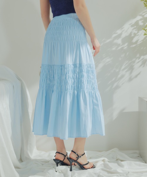 ECREL（エクレール）の「シャーリングギャザースカート（スカート・レディース・ブラック/ライトブルー/ホワイト・FREE）」の4枚目の写真