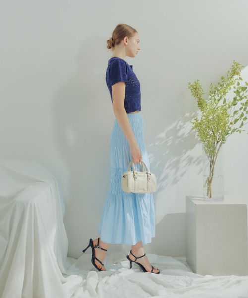 ECREL（エクレール）の「シャーリングギャザースカート（スカート・レディース・ブラック/ライトブルー/ホワイト・FREE）」の6枚目の写真