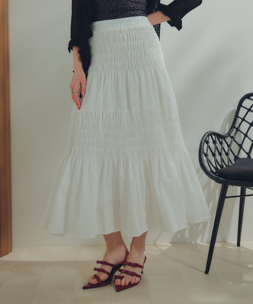 ECREL（エクレール）の「シャーリングギャザースカート（スカート・レディース・ブラック/ライトブルー/ホワイト・FREE）」の17枚目の写真