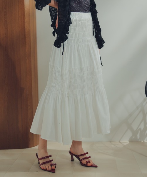 ECREL（エクレール）の「シャーリングギャザースカート（スカート・レディース・ブラック/ライトブルー/ホワイト・FREE）」の20枚目の写真