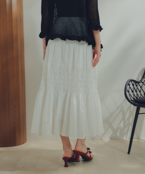 ECREL（エクレール）の「シャーリングギャザースカート（スカート・レディース・ブラック/ライトブルー/ホワイト・FREE）」の21枚目の写真