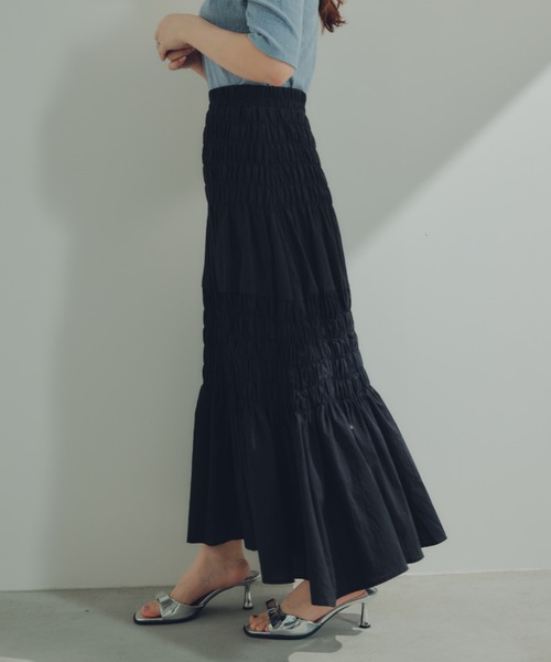 ECREL（エクレール）の「シャーリングギャザースカート（スカート・レディース・ブラック/ライトブルー/ホワイト・FREE）」の9枚目の写真