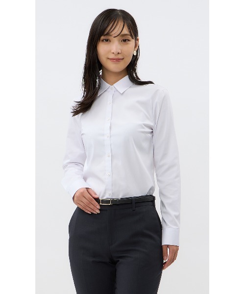 AOYAMA(アオヤマ)の「【スーパーイージーアイロン】機能性充実!長袖レギュラーカラーシャツ/ホワイト/サックスブルー/ピンク|通勤&オフィス&入卒&セレモニー&オケージョン|ストレッチ・UVカット・透け軽減|【WEB限定】(ビジネスシャツ・レディース・ピンク/サックスブルー/ホワイト/ホワイト系その他・11号/9号/13号/17号/7号/15号)」の20枚目の写真