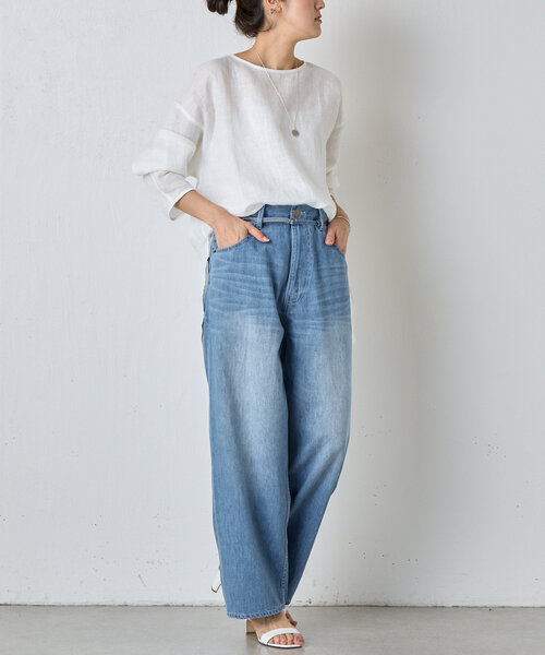 BEARDSLEY（ビアズリー）の「《FRIPIER》8.5OZルーズデニム（デニムパンツ・レディース・インディゴブルー・FREE）」の5枚目の写真