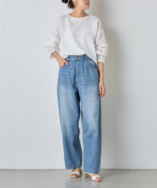 BEARDSLEY（ビアズリー）の「《FRIPIER》8.5OZルーズデニム（デニムパンツ・レディース・インディゴブルー・FREE）」の6枚目の写真