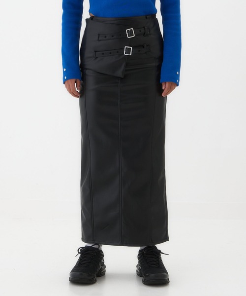 BEEDEN(ビーデン)の「VEGAN LEATHER LONG SKIRT(スカート・レディース・ブラック・SMALL/MEDIUM)」の1枚目の写真