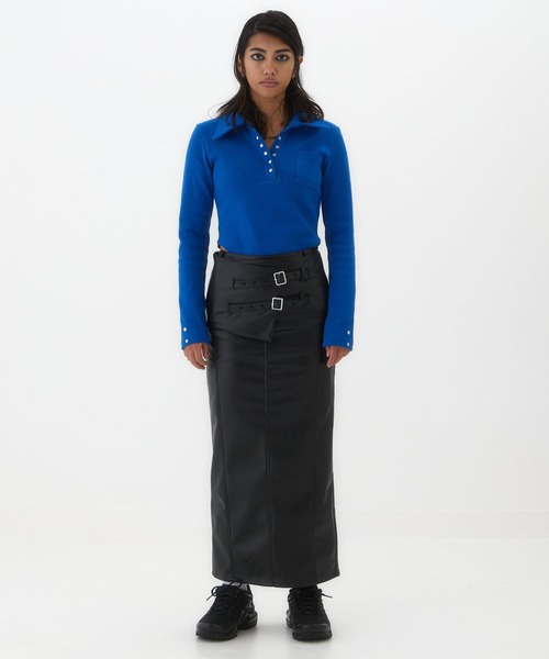 BEEDEN(ビーデン)の「VEGAN LEATHER LONG SKIRT(スカート・レディース・ブラック・SMALL/MEDIUM)」の2枚目の写真