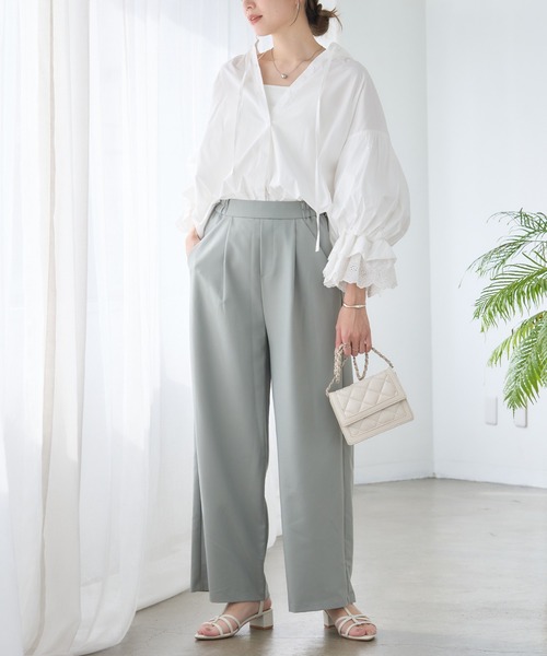 anown(アノン)の「ボリューム袖ブラウス フリル袖ブラウス ぽわん袖 ボリュームスリーブ ブラウス シャツ 長袖 七分袖 トップス 春服 秋服(シャツ/ブラウス・レディース・ブラック/オフホワイト/ピンク/ベージュ・FREE)」の7枚目の写真