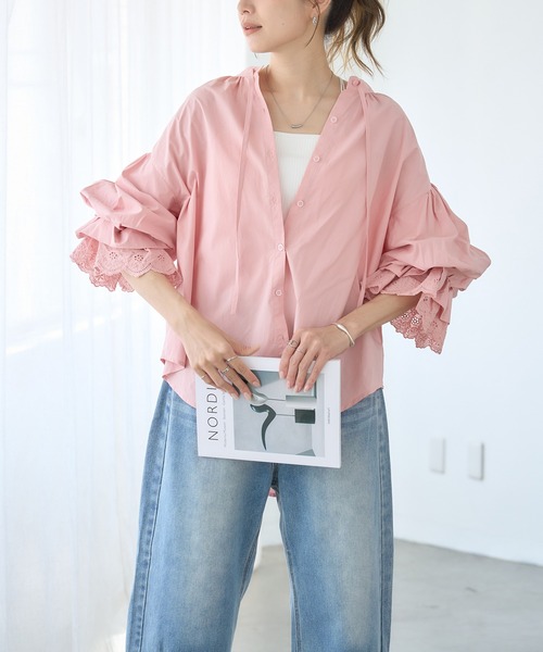 セール】ボリューム袖ブラウス フリル袖ブラウス ぽわん袖 ボリューム