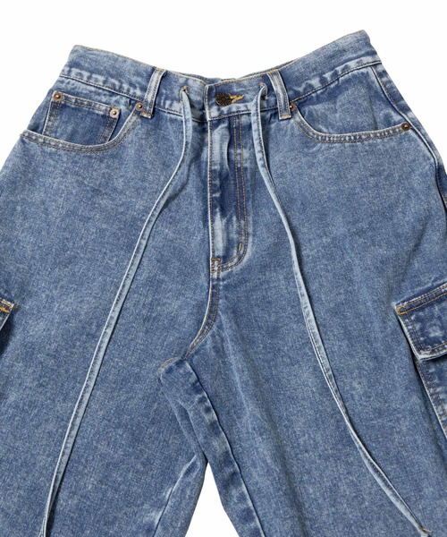 PUNYUS（プニュズ）の「カーゴデニムパンツ（デニムパンツ・レディース・ライトブルー/ブラック・1/2/3/4）」の14枚目の写真