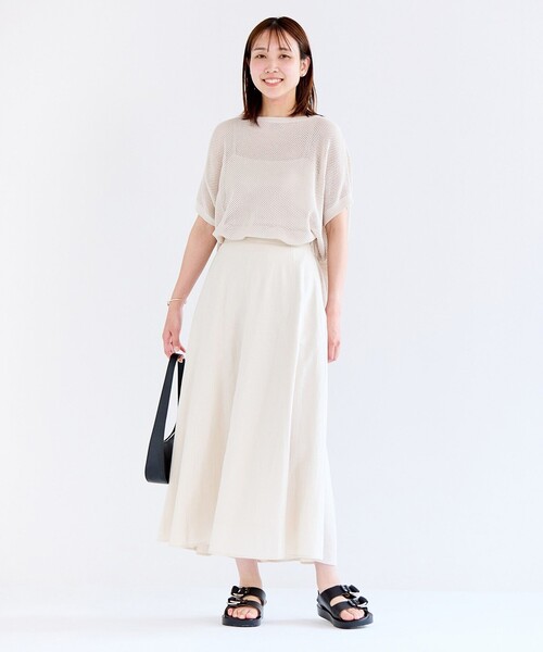 セール】【洗える】リネンレーヨン セミフレアスカート