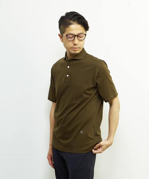 MEN'S MELROSE（メンズメルローズ）の「《WEB限定》ICE PACK NYLON ホリゾンタルカラーポロシャツ | 接触冷感 / 速乾（ポロシャツ・メンズ・チャコールグレー/ブラック/ホワイト/ベージュ/ネイビー/ブラウン・2/3/4/5）」の4枚目の写真