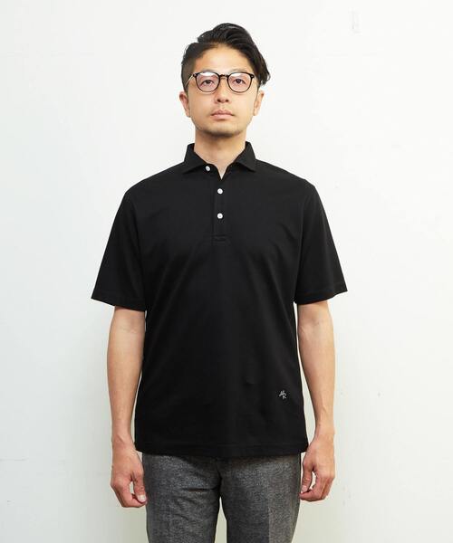 MEN'S MELROSE（メンズメルローズ）の「《WEB限定》ICE PACK NYLON ホリゾンタルカラーポロシャツ | 接触冷感 / 速乾（ポロシャツ・メンズ・チャコールグレー/ブラック/ホワイト/ベージュ/ネイビー/ブラウン・2/3/4/5）」の7枚目の写真