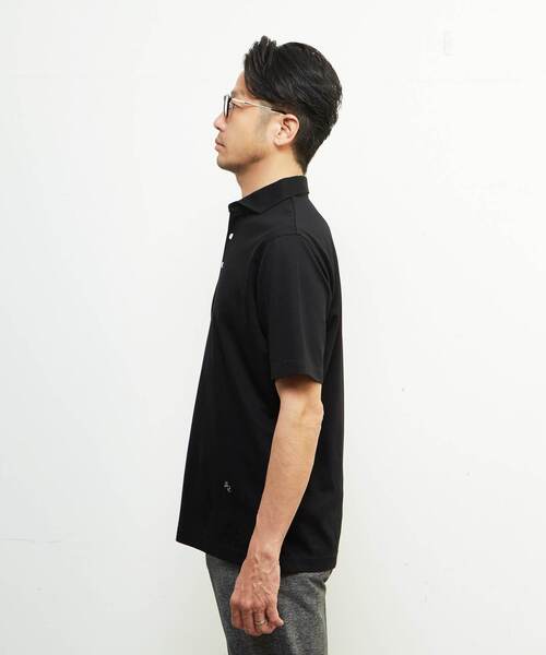 MEN'S MELROSE（メンズメルローズ）の「《WEB限定》ICE PACK NYLON ホリゾンタルカラーポロシャツ | 接触冷感 / 速乾（ポロシャツ・メンズ・チャコールグレー/ブラック/ホワイト/ベージュ/ネイビー/ブラウン・2/3/4/5）」の8枚目の写真
