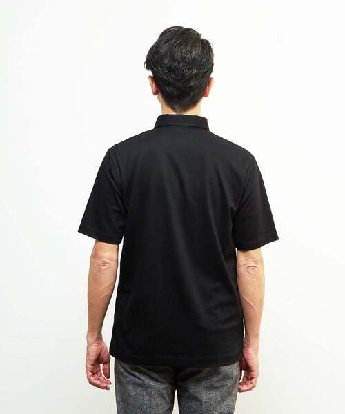 MEN'S MELROSE（メンズメルローズ）の「《WEB限定》ICE PACK NYLON ホリゾンタルカラーポロシャツ | 接触冷感 / 速乾（ポロシャツ・メンズ・チャコールグレー/ブラック/ホワイト/ベージュ/ネイビー/ブラウン・2/3/4/5）」の9枚目の写真