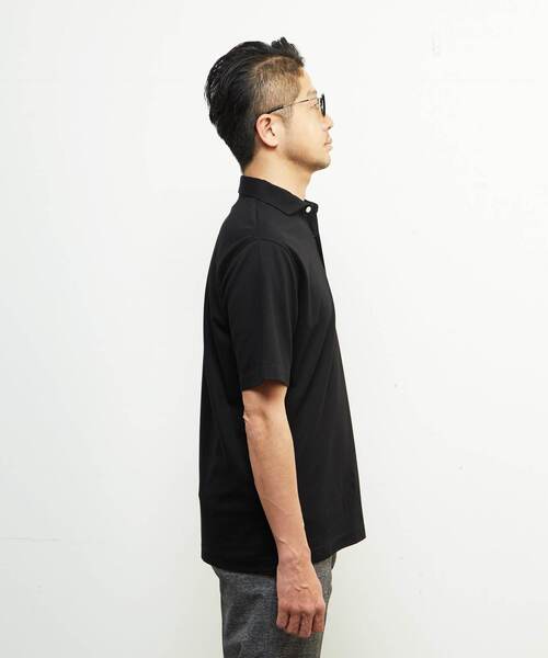 MEN'S MELROSE（メンズメルローズ）の「《WEB限定》ICE PACK NYLON ホリゾンタルカラーポロシャツ | 接触冷感 / 速乾（ポロシャツ・メンズ・チャコールグレー/ブラック/ホワイト/ベージュ/ネイビー/ブラウン・2/3/4/5）」の10枚目の写真