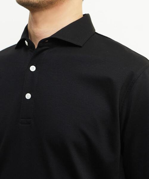 MEN'S MELROSE（メンズメルローズ）の「《WEB限定》ICE PACK NYLON ホリゾンタルカラーポロシャツ | 接触冷感 / 速乾（ポロシャツ・メンズ・チャコールグレー/ブラック/ホワイト/ベージュ/ネイビー/ブラウン・2/3/4/5）」の11枚目の写真