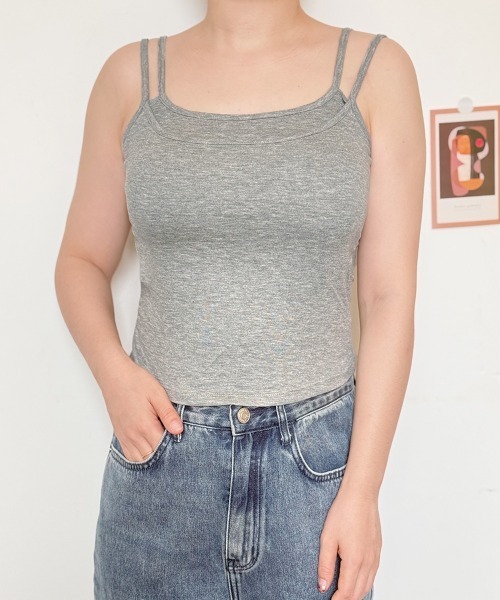 Miniministore(ミニミニストア)の「カップ付きキャミソール ブラトップ韓国風(キャミソール・レディース・ブラック/グレー/ホワイト/ブラウン/ピンク・FREE)」の15枚目の写真