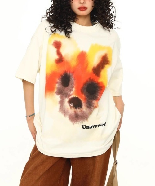 セール】グラフィティ 狐プリントTシャツ（Tシャツ/カットソー  