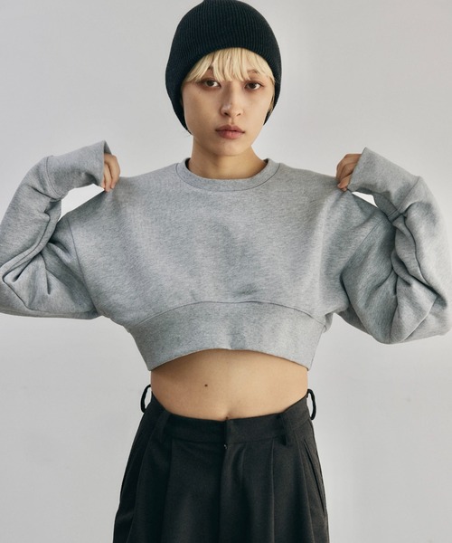 lit（リット）の「Dart Cropped Sweat（スウェット・レディース・チャコールグレー/ライトグレー/ネイビー・FREE）」の17枚目の写真