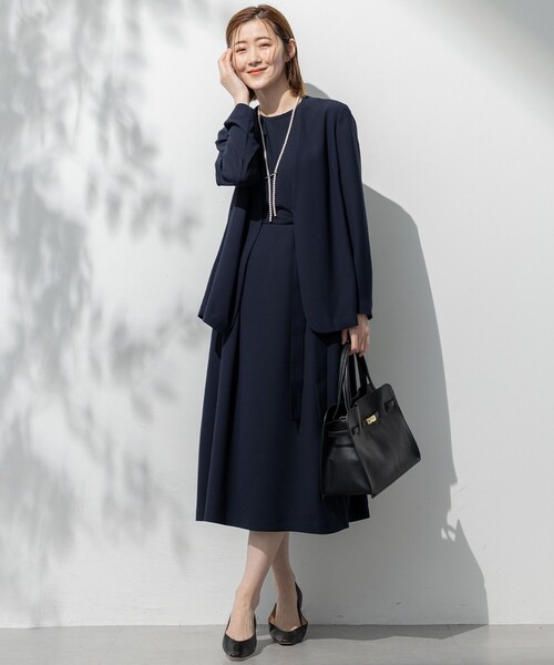 23区 L(ニジュウサンクオオキイサイズ)の「【吸水速乾/UVカット/接触冷感/洗える】ストレッチジョーゼット ワンピース(ワンピース・レディース・ネイビー系/ブラック系/ダークグリーン系・46/44)」の12枚目の写真