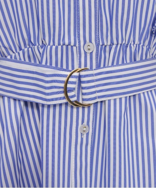 CLEAR BASIC（クリアベーシック）の「【低身長サイズ有】ウエストベルトフリルスリーブワンピース[華奢見え フェミニン]（ワンピース・レディース・ブルー系その他/ネイビー/ブラック/ネイビー系/テラコッタ/カーキ・F/XS）」の20枚目の写真