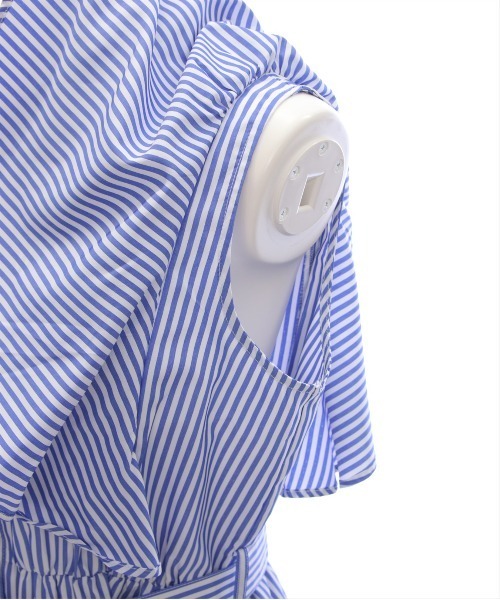 CLEAR BASIC（クリアベーシック）の「【低身長サイズ有】ウエストベルトフリルスリーブワンピース[華奢見え フェミニン]（ワンピース・レディース・ブルー系その他/ネイビー/ブラック/ネイビー系/テラコッタ/カーキ・F/XS）」の21枚目の写真