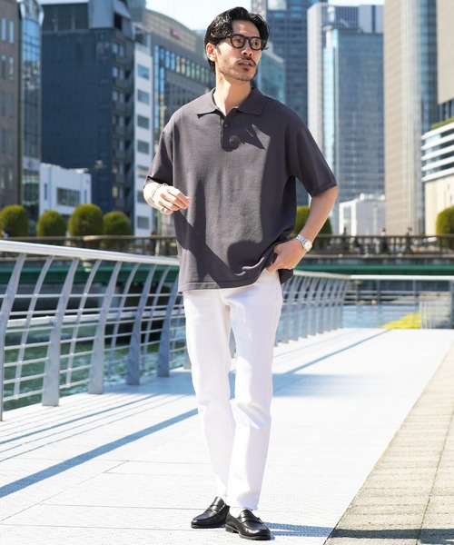 jiggys shop(ジギーズショップ)の「タンブラー乾燥対応 ドライタッチ 5分袖 ニットポロシャツ(ポロシャツ・メンズ・チャコールグレー/ブラック/ベージュ/ライトベージュ/オフホワイト・MEDIUM/LARGE/X-LARGE)」の17枚目の写真