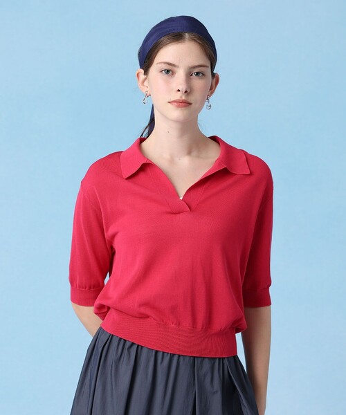 セール】コットンアセテートスキッパー衿プルオーバー（ニット