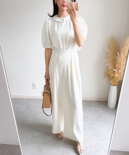 【限定SALE】LOHEN スタンドカラータックスリーブオールインワン 36 LOHEN スタンドカラータックスリーブオールインワン ネイビー36