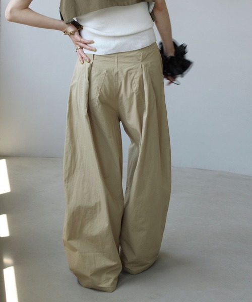 リネン混 タックポケット ワイドパンツ chw25s062（その他パンツ