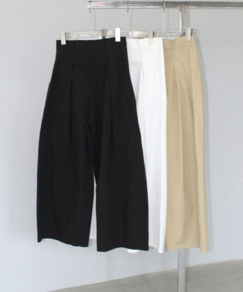 リネン混 タックポケット ワイドパンツ chw25s062-ファッション通販
