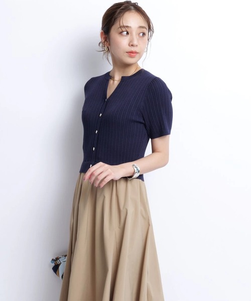 JUSGLITTY(ジャスグリッティー)の「半袖スキッパードッキングワンピース(ワンピース・レディース・ブラック系その他/グレイッシュベージュ/ネイビー・2/1)」の18枚目の写真