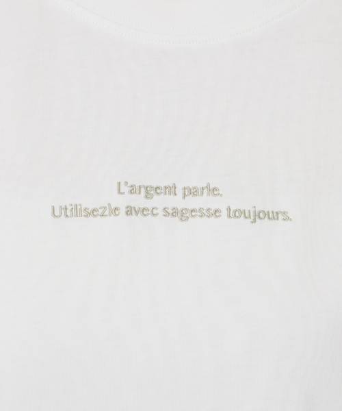 B.C STOCK(ベーセーストック)の「ウォッシャブル / ワンポイント刺繍TEE(Tシャツ/カットソー・レディース・ホワイト/スミクロ・FREE)」の4枚目の写真