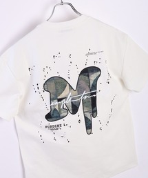 パッチワークテイスト プリントロゴ 半袖Tシャツ