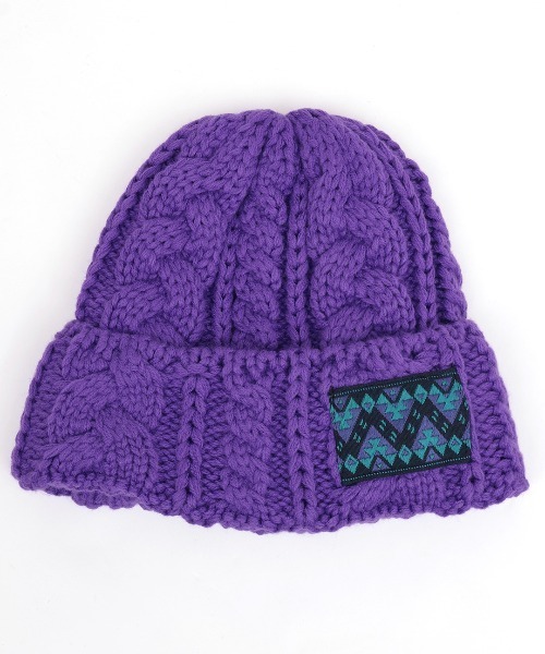 チチカカ（チチカカ）の「ケーブル編みニットキャップ（ニットキャップ/ビーニー・レディース・ブラック/アイボリー/レッド/パープル・FREE）」の13枚目の写真