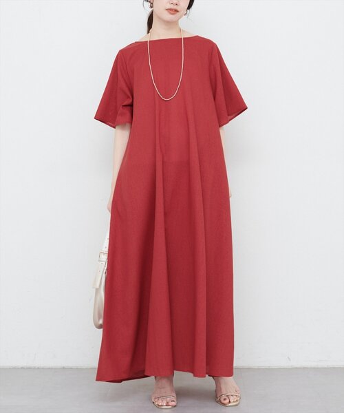 natural couture(ナチュラルクチュール)の「選べる袖丈前後2WAYベルト付きワンピース(ワンピース・レディース・ブラック/ライトベージュ/ブルー/ブラウン/レッド・フリ-/FREE)」の5枚目の写真