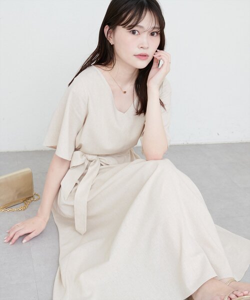 natural couture(ナチュラルクチュール)の「選べる袖丈前後2WAYベルト付きワンピース(ワンピース・レディース・ブラック/ライトベージュ/ブルー/ブラウン/レッド・フリ-/FREE)」の11枚目の写真