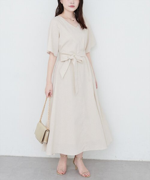 natural couture(ナチュラルクチュール)の「選べる袖丈前後2WAYベルト付きワンピース(ワンピース・レディース・ブラック/ライトベージュ/ブルー/ブラウン/レッド・フリ-/FREE)」の14枚目の写真