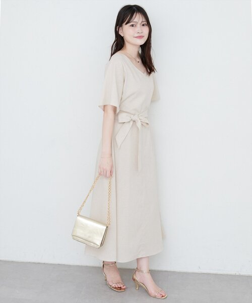 natural couture(ナチュラルクチュール)の「選べる袖丈前後2WAYベルト付きワンピース(ワンピース・レディース・ブラック/ライトベージュ/ブルー/ブラウン/レッド・フリ-/FREE)」の15枚目の写真