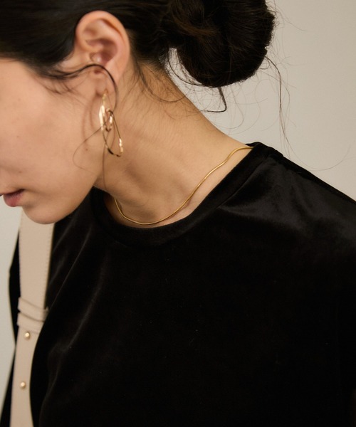 SALON adam et rope'（サロン アダム エ ロペ）の「トリアセベロアボックスTシャツ［セットアップ対応］（Tシャツ/カットソー・レディース・ベージュ/ブラック・FREE）」の8枚目の写真