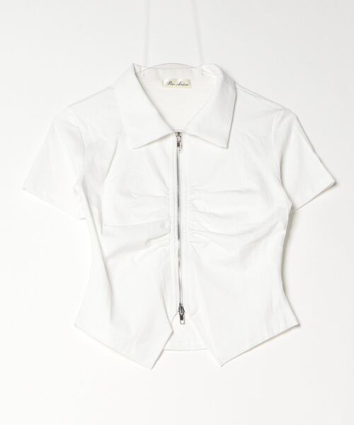 paravion（パラビオン）の「フロントギャザーデザイントップス（Tシャツ/カットソー・レディース・ブルー/ブラック/ホワイト/ブラウン/ピンク/ベージュ・FREE）」の22枚目の写真