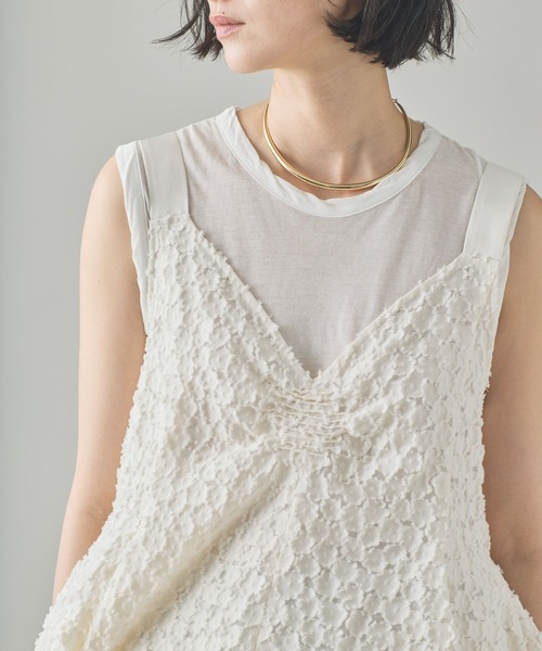 Curensology（カレンソロジー）の「Curensology(カレンソロジー)/ジャガードバルーンキャミブラウス（シャツ/ブラウス・レディース・ホワイト/ブラック・FREE）」の8枚目の写真