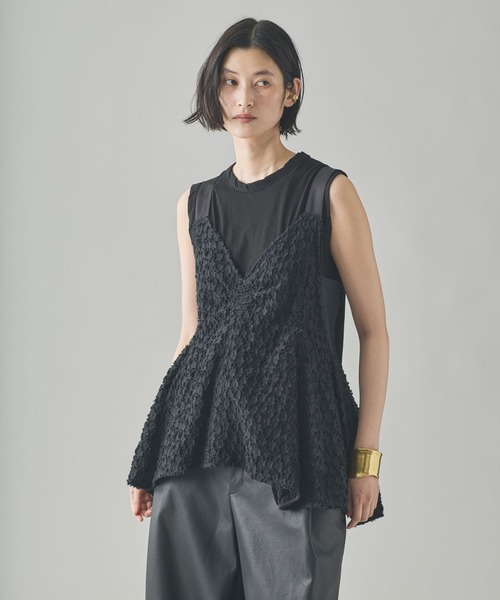 Curensology（カレンソロジー）の「Curensology(カレンソロジー)/ジャガードバルーンキャミブラウス（シャツ/ブラウス・レディース・ホワイト/ブラック・FREE）」の12枚目の写真