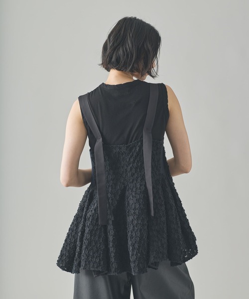 Curensology（カレンソロジー）の「Curensology(カレンソロジー)/ジャガードバルーンキャミブラウス（シャツ/ブラウス・レディース・ホワイト/ブラック・FREE）」の13枚目の写真