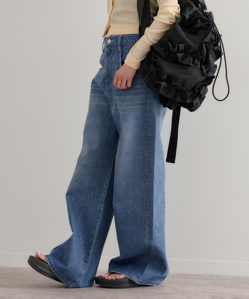 U by SPICK&SPAN(ユーバイスピックアンドスパン)の「グリッタールーズバギーデニム(デニムパンツ・レディース・ブルー・36/38/34)」の15枚目の写真