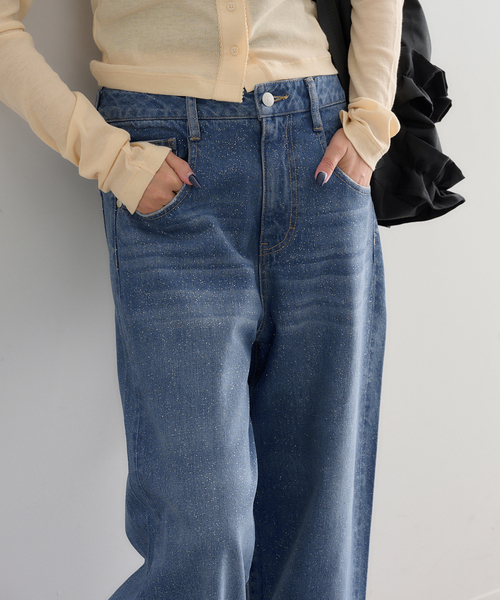 U by SPICK&SPAN(ユーバイスピックアンドスパン)の「グリッタールーズバギーデニム(デニムパンツ・レディース・ブルー・36/38/34)」の12枚目の写真